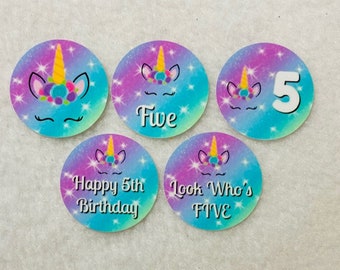 Set of 50/100/150/200  Unicorn 5th Birthday Party   1 Inch Confetti Circles