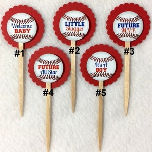 Set Of 12 Personalized Baseball Boy Baby ShowerCupcake Toppers