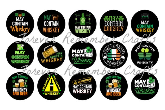INSTANT DOWNLOAD Whiskey Sayings 1 Inch Bottle Cap Image Sheets *Digital Image* 4x6 Sheet With 15 Images