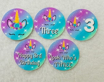 Set of 50/100/150/200  Unicorn 3rd Birthday Party   1 Inch Confetti Circles