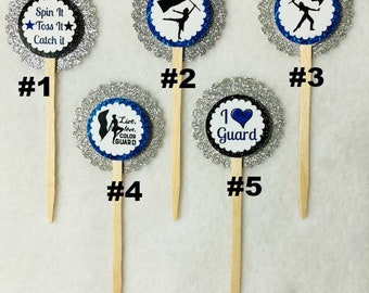 Set Of 12 Personalized Color Guard  Cupcake Toppers (Your Choice Of Any 12)