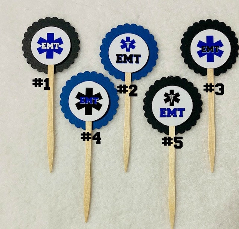ANY YEAR Set Of 12 Personalized EMT Cupcake Toppers Your Choice Of Any 12 image 1