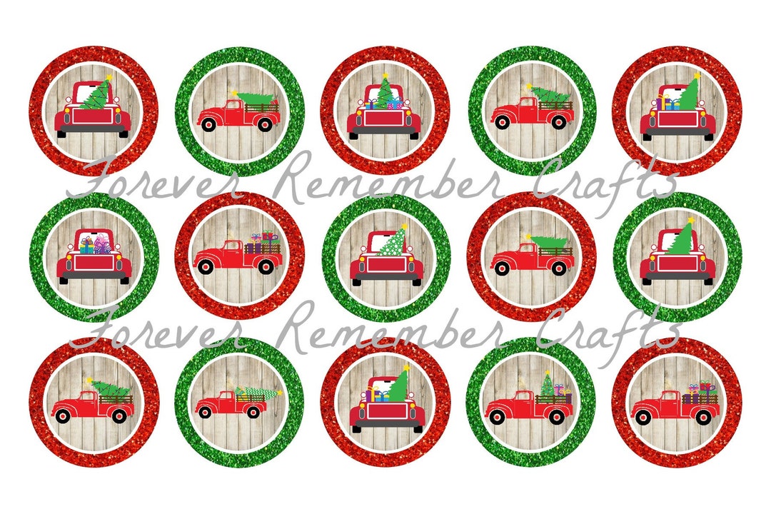 INSTANT DOWNLOAD Christmas Trucks Bottle Cap Image Sheets Etsy
