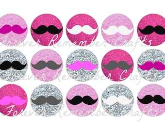 INSTANT DOWNLOAD Mustache  1 Inch Bottle Cap Image Sheets *Digital Image* 4x6 Sheet With 15 Images