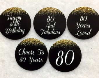 Set Of 50/100/150/200 Personalized 80th Birthday Party 1 Inch Circle Confetti