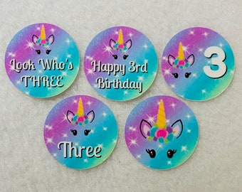Set of 50/100/150/200  Unicorn 3rd Birthday Party   1 Inch Confetti Circles