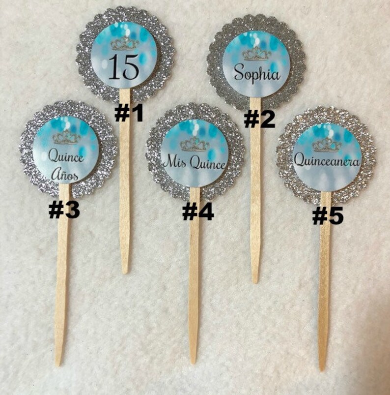 Set of 12 Quinceanera 15th Birthday Party Cupcake Toppers Etsy
