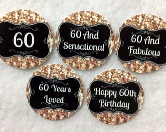 Set of 50/100/150/200 Personalized 60th Birthday Party 1 Inch Circle Confetti