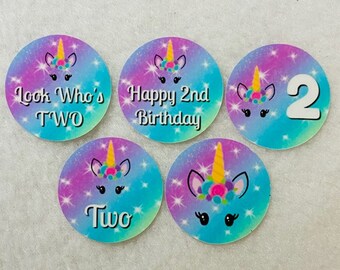 Set of 50/100/150/200  Unicorn 2nd Birthday Party   1 Inch Confetti Circles