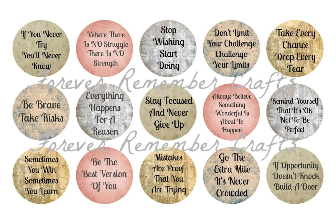 INSTANT DOWNLOAD Inspirational Sayings Bottle Cap Image Sheets | Etsy