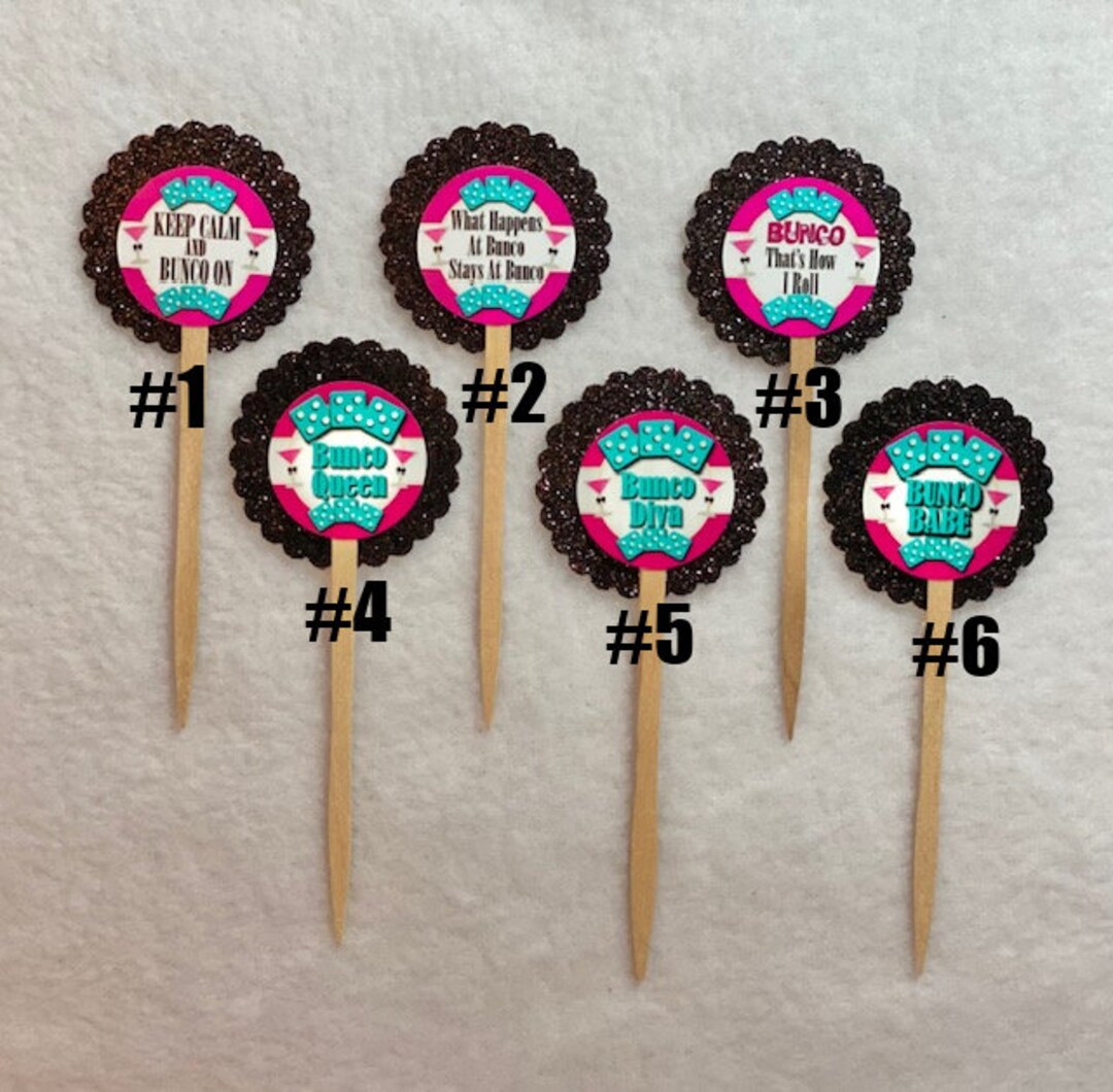 ANY YEAR Set of 12 Bunco Cupcake Toppers you Choice of Any 12 Etsy
