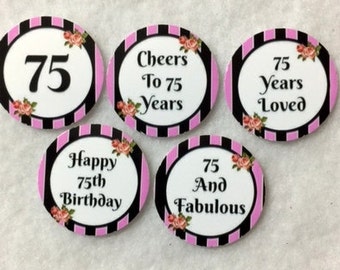 Set Of 50/100/150/200 Personalized 75th Birthday Party  1 Inch Circle Confetti