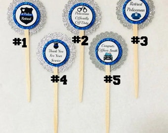 Set Of 12 Policeman Police Retirement Cupcake Toppers (Your Choice Of Any 12)