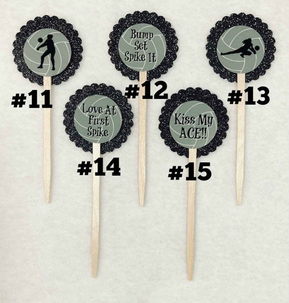 Set Of 12Personalized Volleyball Birthday Cupcake Toppers Etsy