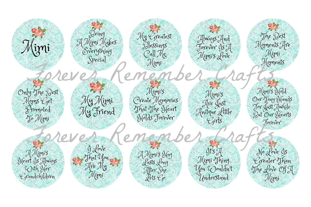 INSTANT DOWNLOAD Mimi Quotes & Sayings 1 Inch Bottle Cap Image Sheets ...