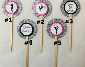 Set Of 12 Personalized Baton Twirling Cupcake Toppers (Your Choice Of Any 12)