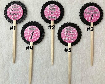 Set Of 12 Personalized 1st Birthday Party Cupcake Toppers (Your Choice Of Any 12)