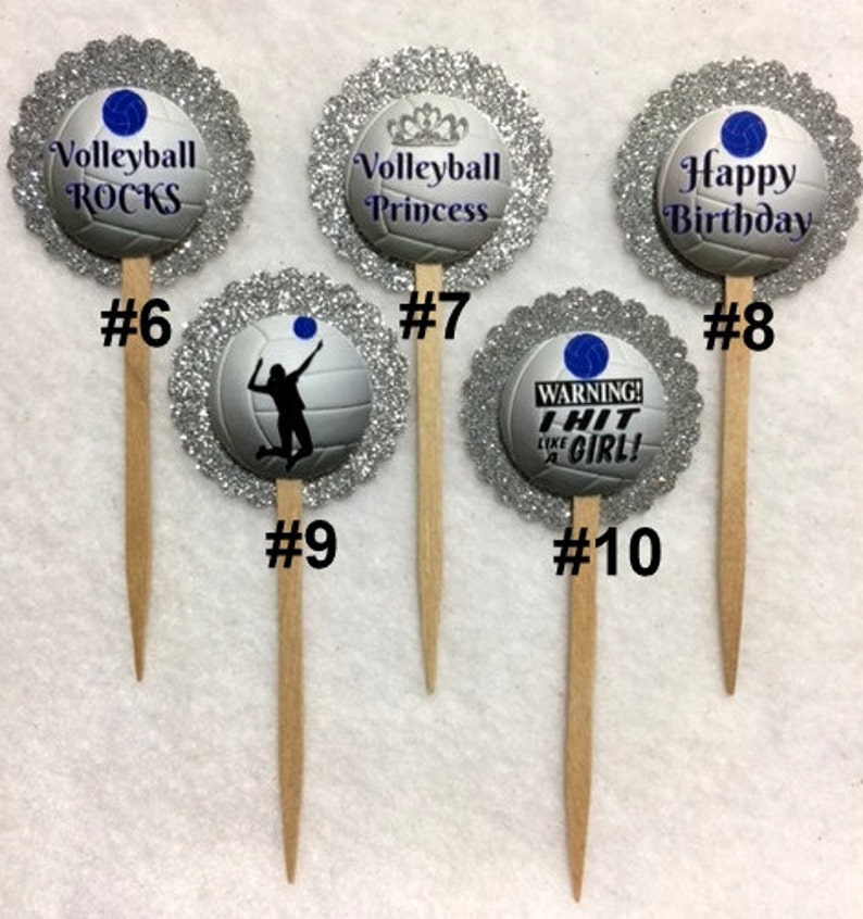 Set of 12 Personalized Volleyball Birthday Cupcake Toppers Etsy