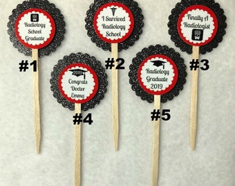 ANY YEAR Set Of 12 Personalized Radiologist Radiology Graduation Cupcake Toppers (You Choice Of Any 12)