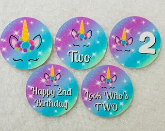 Set of 50/100/150/200  Unicorn 2nd Birthday Party   1 Inch Confetti Circles