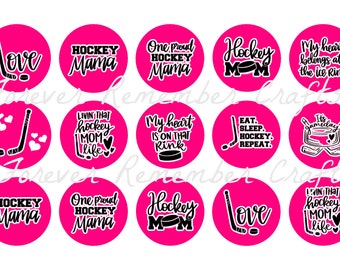 INSTANT DOWNLOAD Hockey Sayings Hockey Mom 1 Inch Bottle Cap Image Sheets *Digital Image* 4x6 Sheet With 15 Images