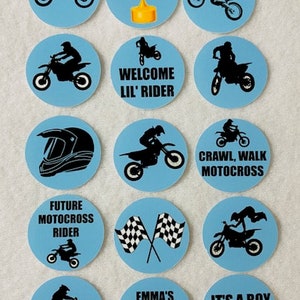 Set Of 50/100/150/200 Personalized Motocross Dirt Bike Baby Shower Party 1 Inch Circle Confetti