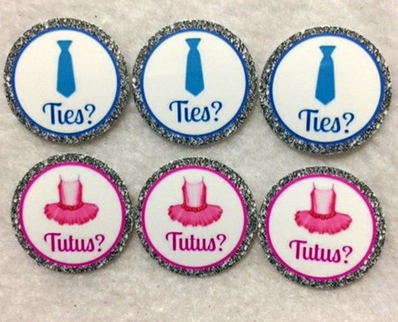 Personalized Set of 50100150200 Baby Shower Gender Reveal Ties or Tutus 1 Inch Confetti Circles