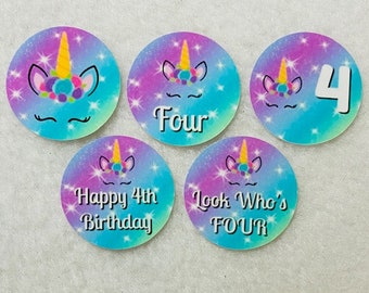 Set of 50/100/150/200  Unicorn 4th Birthday Party   1 Inch Confetti Circles
