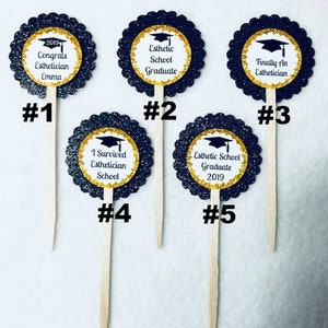 ANY YEAR Any Color Set Of 12 Personalized Esthetician Esthetic Graduation Cupcake Toppers (You Choice Of Any 12)