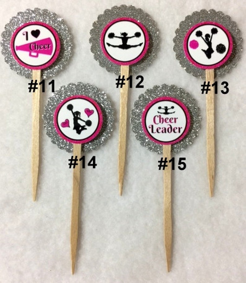 Set Of 12 Cheerleader Cupcake Toppers Your Choice Of Any 12 image 3