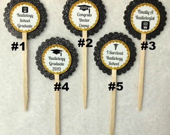 ANY YEAR Set Of 12 Personalized Radiologist Radiology Graduation Cupcake Toppers (You Choice Of Any 12)