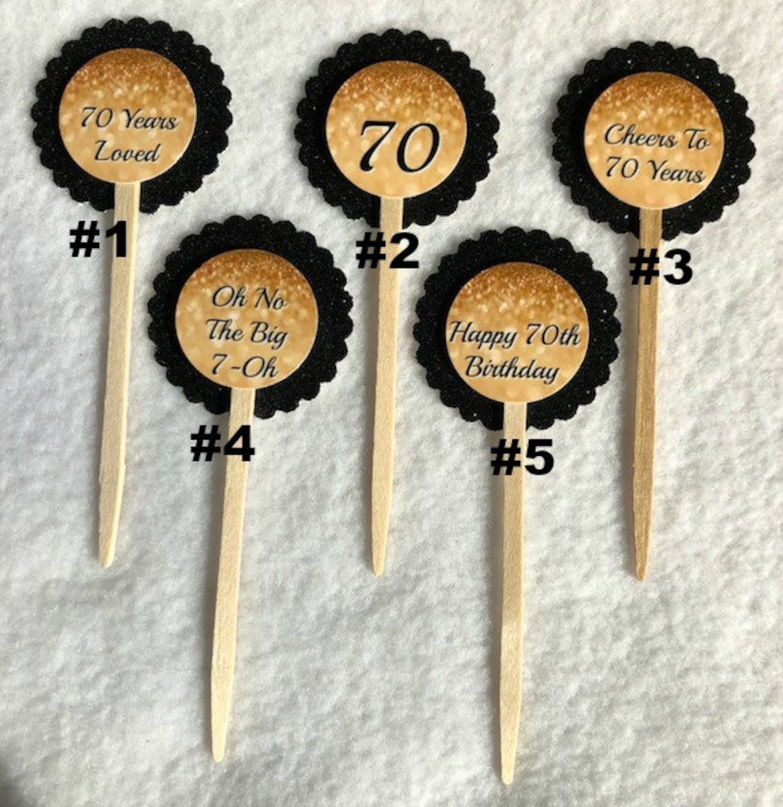 Set of 12 Personalized 70th Birthday Party Cupcake Toppers Etsy UK