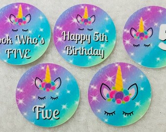 Set of 50/100/150/200  Unicorn 5th Birthday Party   1 Inch Confetti Circles