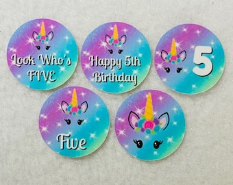 Set of 50/100/150/200  Unicorn 5th Birthday Party   1 Inch Confetti Circles