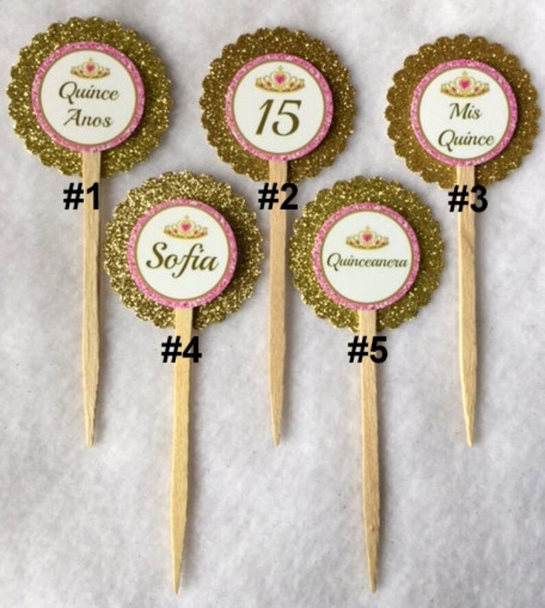 Set of 12 Quinceanera 15th Birthday Party Cupcake Toppers Etsy