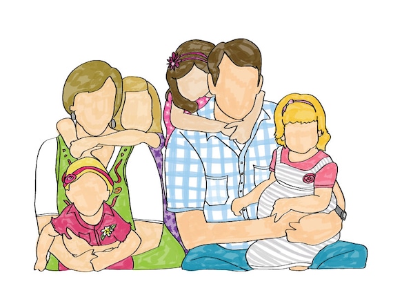 Items similar to Custom Family Portrait Illustration- DOWNLOADABLE File ...