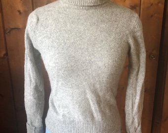 Crazy Horse Vintage Lambswool, Angora Grey Turtleneck Sweater XS