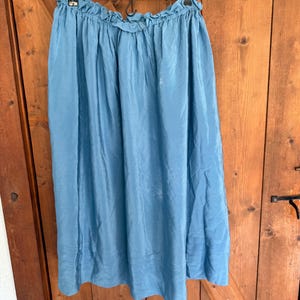 Franck Olivier Blue Elastic Waist 100% silk Skirt- 1970s with defects