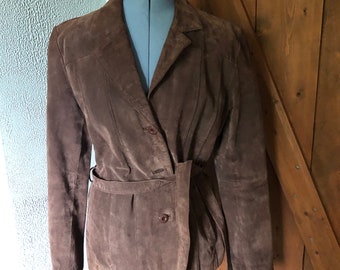 Wilsons Leather Brown Suede Jacket Large Woman’s