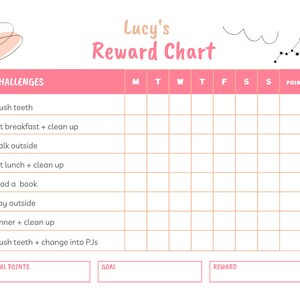 Personalised Children&#39;s Reward Chart DIGITAL  DOWNLOAD