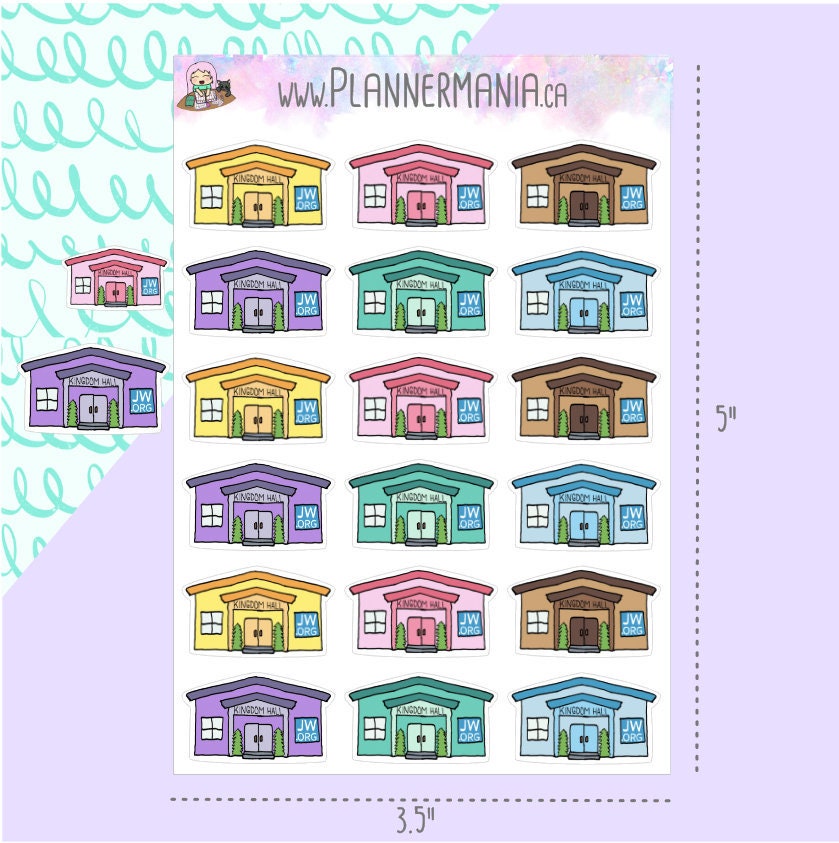 JW Kingdom Hall Planner Stickers (Choose Your Size!)