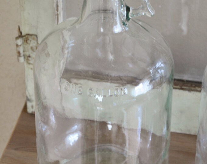 Vintage One Gallon Glass Jug Jugs With Powder Blue Metal Etsy