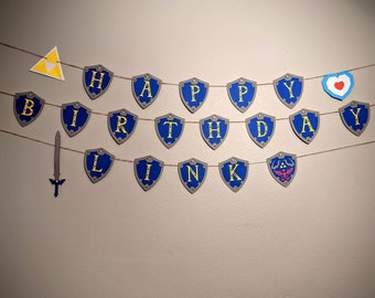 Legend of Zelda Birthday Banner: Hylian Shield Party Decor