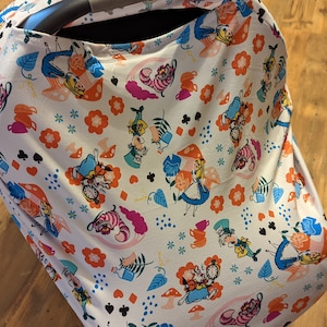 Alice In Wonderland Stretchy Car Seat Cover and Nursing Wrap / 4-in-1 Multi-Use