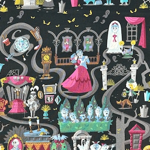 Haunted Mansion Ride Cotton Fabric / Fat Quarter / By the Yard