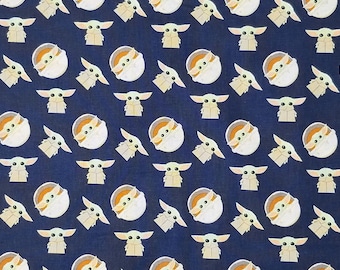 The Child on Navy Fabric / By the Yard / Half Yard