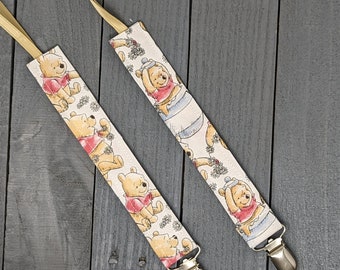 Winnie The Pooh Pacifier Clip / Universal Fabric Binky Keeper