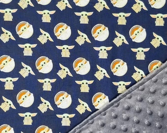 Grogu Blanket / The Child on Navy /  Custom Sizes and Colors