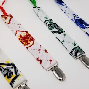 Harry Potter Pacifier Clip / Hogwarts House Crest /  Binky Holder