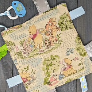 Winnie The Pooh Ribbon Tag Sensory Toy / Tigger Piglet Pacifier Minky Binky Holder Lovey